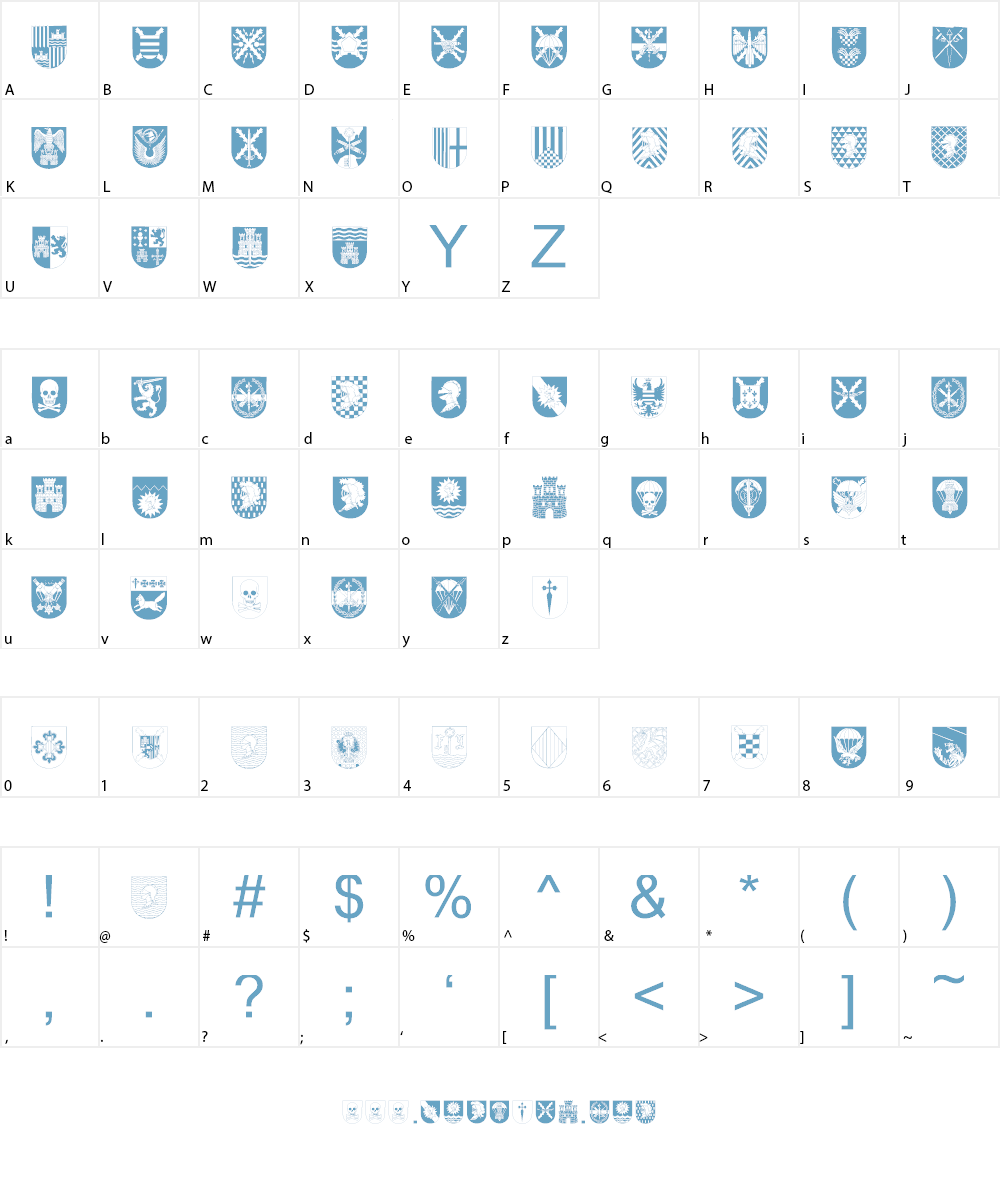 Spanish Army Shields Font Character